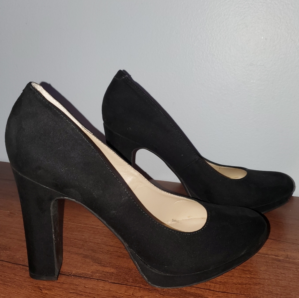 Black High Heeled Platform Heels Pumps - Womens Size 10